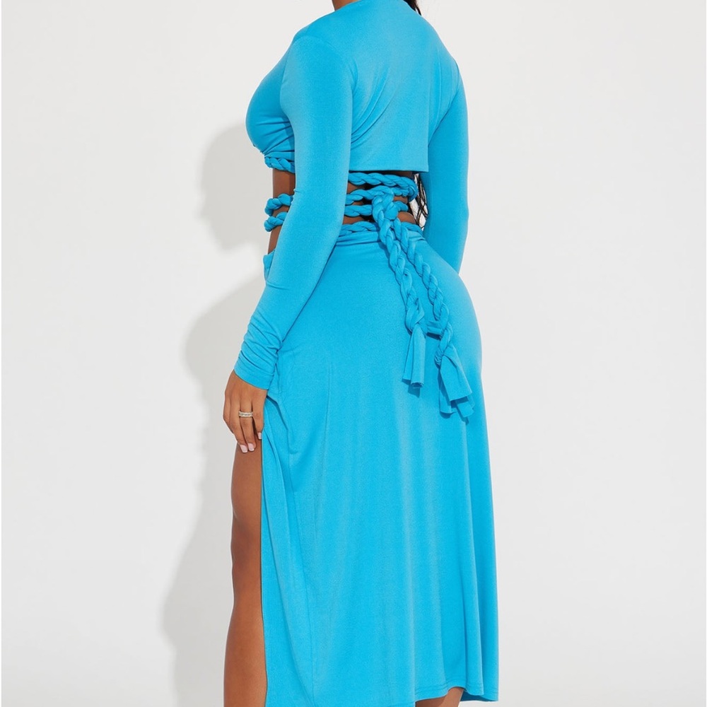 Fashion Nova Reina Rope Skirt Turquoise - Picture 2 of 5